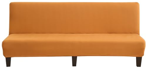 Meigeh Sofabezug ohne armlehnen Armlose Klappbett Sofahusse Sofaüberwurf ohne armlehnen Elastische Sofabezug Schlafsofa bezug Curry