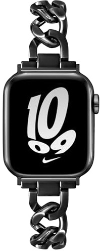 Ocaer Kompatibel mit Apple Watch Armband 42mm 41mm 40mm 38mm, Damen Metall Gliederarmband Ersatz iWatch Armband für Apple Watch Series 12 11 10 9 8 7 6 5 4 SE 3 2 1, Schmuck für Frauen(Schwarz)