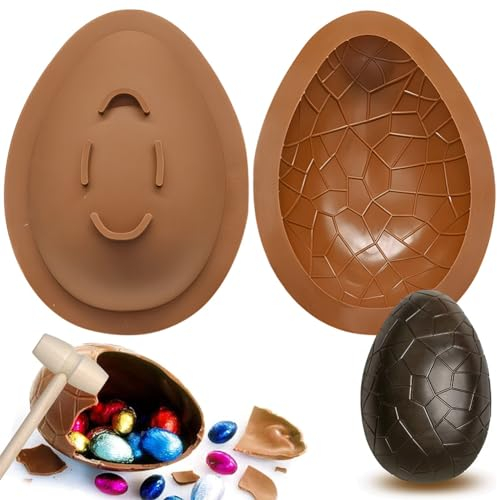 Grand Moule À Oeufs De Pâques, Moule en Silicone Oeuf De Pâques 3d Outil De Cuisson De Moules À Mousse Surprise De Pâques Bricolage Pour Le Gâteau Aux Bombes De Cacao Au Chocolat Chaud