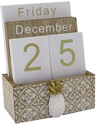Xtahdge Wooden Desk Pull Lock Calendar, Calendar Display/Table, for Home/Office Decoration, 11.5X6.5X14.5CM, C