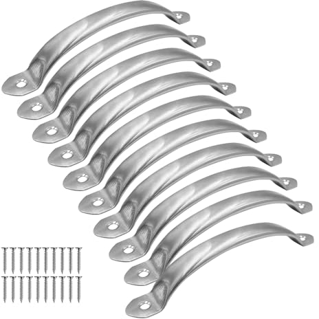 ONEBO 10 piezas tiradores de acero inoxidable,Tiradores Armario Acero Inoxidable,Tiradores Cajones Cocina,Se suministra con tornillos,para Cocina,Armario,Cajon,Baño,Dormitorio(Plateado)
