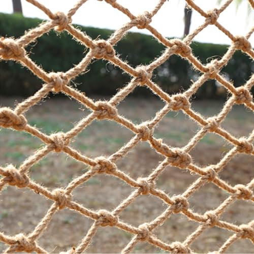 YiHYSj Pflanzenstütznetz Jute Ranknetz Hofeinfahrt Netz Zaun Seilnetz Für Spielplatz Dekoratives Innen und Außen (12MM Seil) (1.5mX2m(Maschenweite 10cm))