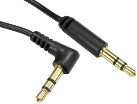 iSeventy9 Right Angle to Straight Aux Headphone Cable Audio Lead 3.5mm Jack Male to Male For PC Car 1 Meter Black