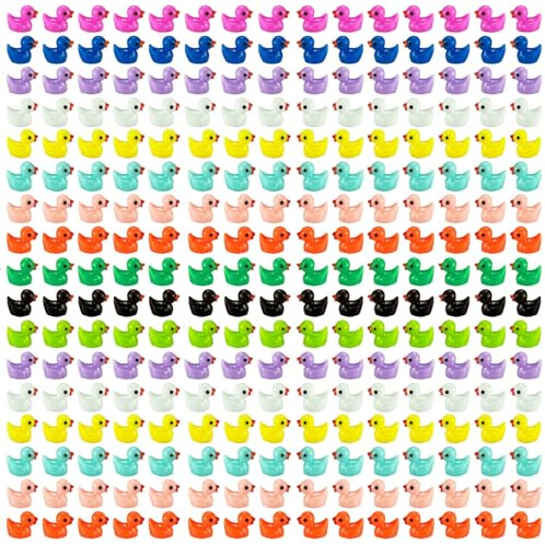 Pcxino Bunte Mini-Entenfiguren aus Kunstharz, für Mikro-Feengarten, Landschaft, Aquarium, Dekoration, 400 Stück (mehrfarbig)