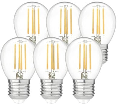Garza - 6er-Pack LED-Kugelfaden-Glühbirne, E27-Fassung, warmes Licht (2700k), 4W, 470 Lumen, 240° Abstrahlwinkel, CRI 80.