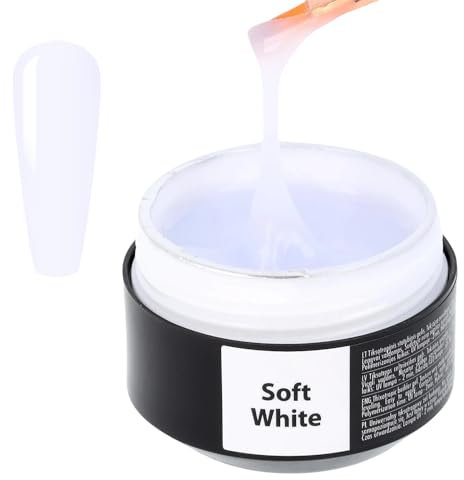 SINCERO SALON Easy Fluid Aufbaugel für Gelnägel - Soft White - Farbgel für Gelnägel - Ideal UV Gel für Nagelverlängerungen Korrekturen French Manicure - Nail Art Gel Nagel - Builder Gel für Nägel 15ml