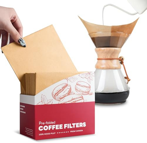 Brew Choice Vorgefaltete, natürliche, ungebleichte Kaffeefilter, Korbfilter, 100 Stück, kompatibel mit Chemex-Kaffeemaschinen