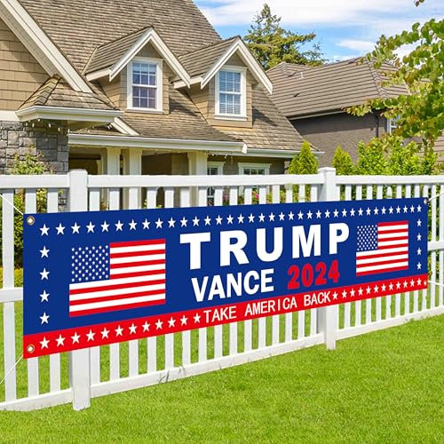 Clxse Trump Vance 2024 Banner Trump Take American Back 2024, großes Banner, Vote Trump Vance for President 2024, Hofschilder, US-Banner, Werbung, Polyester, Party, Outdoor-Flagge, Dekoration, 240 x 50