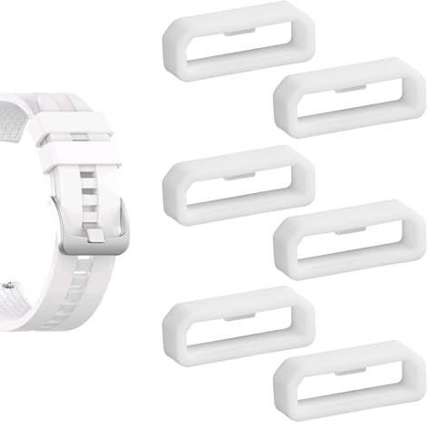 Irikdescia 6 pezzi 22 mm silicone bianco cinturino di ricambio anello cinturino per orologi smart sport, bianco, L