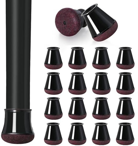XIANTIAN Chair Leg Floor Protectors, 16PCS Silicone Chair Leg Caps with Wrapped Felt, To Protect Wood Tile Floors Pads Furniture Caps (Black, S(Fit:14-20mm))