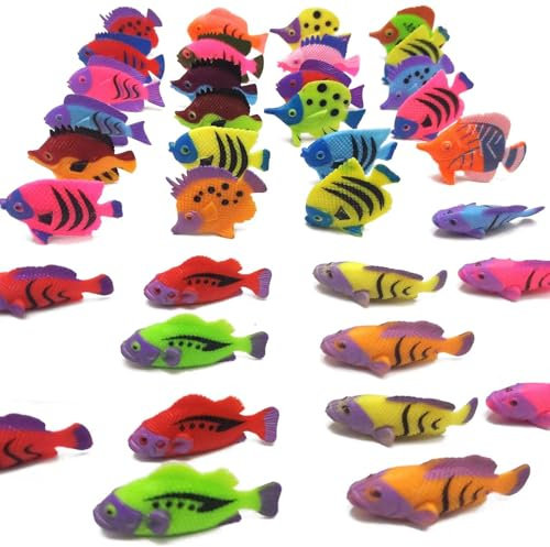 arrderly 36 Stück Tropisches Fischspielzeug, Plastik Fische Spielzeug, Mini-Meeresfische,Dekofische Für Meereslebewesen, Partyzubehör Zum Thema Strand,Aquarium Dekorationen