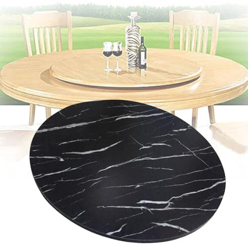 Bandeja redonda grande de madera de 60 cm de diámetro, no requiere montaje, con rodamientos, ideal para hoteles, restaurantes y platos de servicio de cocina, 50 x 100 cm de diámetro, color negro