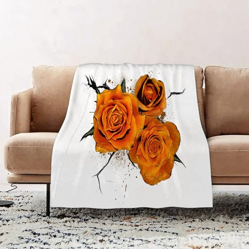 EOMKSE Kuscheldecke Flauschig Decke - weiche warme Fleecedecke 100x130cm als Decke Sofa,Dekorationen aus Rosen, Blüten von DREI Rosen,Wohndecke oder Couchdecke überwurf