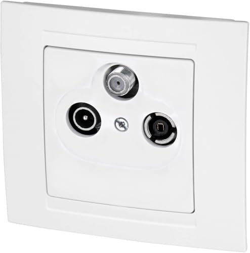 Prise d'antenne encastrée 3 trous tout-en-un série M1 Blanc pur