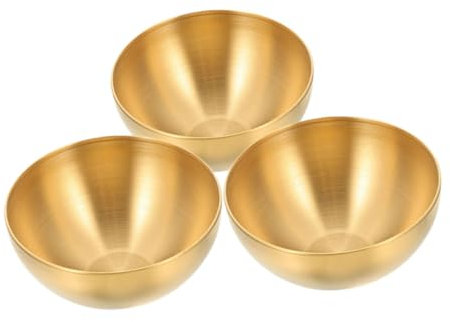 PAMINGONO 3pièces Lot De Bols à Salade Multi-usage Acier Inoxydable Doré Bols Réutilisables Pour Fruits Snacks Et Salades Ustensiles Robustes Et Pratiques Pour Cuisine Quotidienne