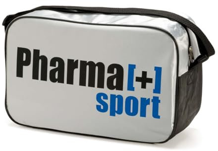 PHARMA+SPORT Borsa Medica Sportiva Vuota per Calcio e Altri Sport, ART.9301, Tracolla, Contenuto di Primo Soccorso, Nylon Lavabile, Argento/Nero
