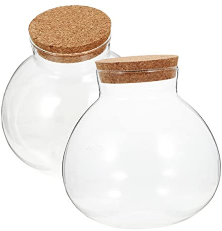 ROMISBABA 2 Piezas Botella ecológica Botella de terrario Transparente Decoración de Interior Natural Kit de terrario florero de Agua Aire maceteros Botella Paisaje terrario de Plantas Corcho