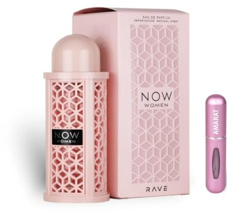 Rave Now Women Eau de Parfum, 100 ml, arabisches Parfüm für Damen, langanhaltend, inkl. nachfüllbarem Zerstäuber, 5 ml, süßer blumiger Duft mit Noten von roten Früchten, Jasmin und Vanille (Women)