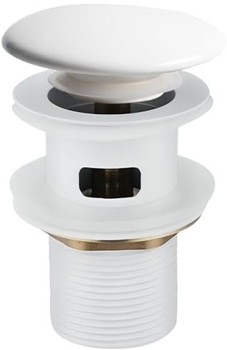 Antfly Set di scarico pop-up per lavabi in ceramica con troppopieno, set di scarico con valvola di scarico, valvola pop-up, set di scarico universale per lavabi e lavatoi (Bianco)