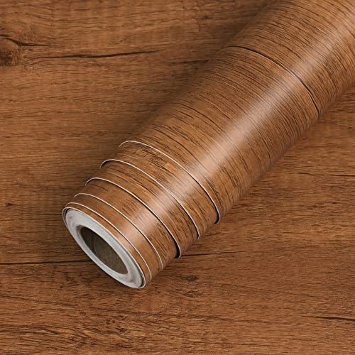 LaCheery Klebefolie Möbel Holzoptik Buche Dunkel Braun Küchenfolie Selbstklebend Arbeitsplatte 40cm x 200cm Möbelfolie Holz Rustikal Vintage Holzfolie Vinyl Tapete Holzoptik Deko für Tisch Schränk