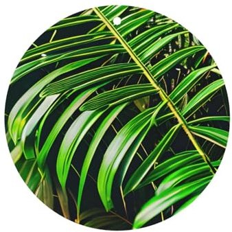 Palm Tree Green Leaves Hanging Air Freshener Set, Round Lavender Fragrance Cards For Auto Interior, 10/24 Cards Pack