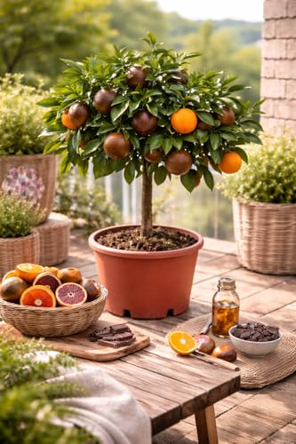 Arancio Chocolate Orangebaum 70-100 cm - Seltene Schokoladenorange (Citrus sinensis) - süße Dessertorange, exotischer Orangenbaum, winterhart bedingt, ideal für Balkon, Terrasse & Wintergarten
