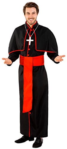 dressforfun Herrenkostüm Kardinal Giovanni | lange Kardinalsrobe | angenähtes Cape | inkl. Gürtel & Kreuzkette (XL | Nr. 300524)