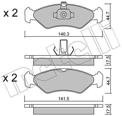 metelligroup 22-0088-0 Bremsbeläge, Made in Italy, Ersatzteile für Autos, ECE R90-zertifiziert, Kupferfrei