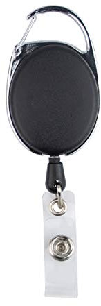 Badgehalter mit schwarzer Rolle, mit einziehbarem Karabinerhaken, mit Gürtelclip, sowie mit Yo-Yo und 62cm starker Schnur (1)