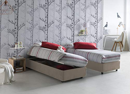 Talamo Italia - Letto piazza e mezza Gaia, Letto contenitore con rivestimento in tessuto, 100% Made in Italy, Apertura laterale, con materasso Cm 120x190 incluso, Rosso