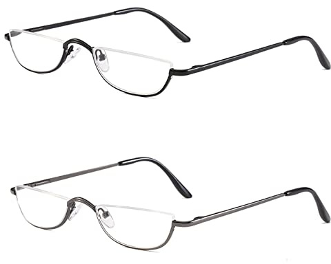 KoKoBin Half Reading Glasses 2 Pairs Metal Frame 2.50