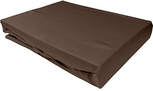 Bettwaesche-mit-Stil Mako Satin Spannbettlaken Spannlaken Spannbetttuch (180 cm x 200 cm, Matratzenhhöhe 21-30cm, Dunkelbraun)