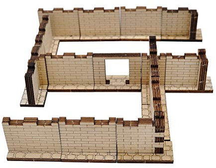 Dungeon Brick Walls Holzfliesen, lasergeschnitten, 5,1 x 2,5 cm, modulare 3D-Geländefliesen, 28 mm Maßstab, perfekt für D&D, Dungeons & Dragons, Wargames und andere Tisch-RPG, 16 Stück