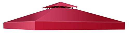 DREAMADE Toile de Rechange pour Jardin 3 X 3 M, Bâche pour Tonnelle en Polyester Haute Densité Bonne Ventilation, Tissu Imperméable et Anti-UV (Rouge Vineux)