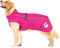 MOREZI Hundejacke Mantel, Winddicht wasserdicht, mit reflektierenden Streifen und einstellbarem Kordelzug, Wolleinlage, warm und bequem-Pink-S