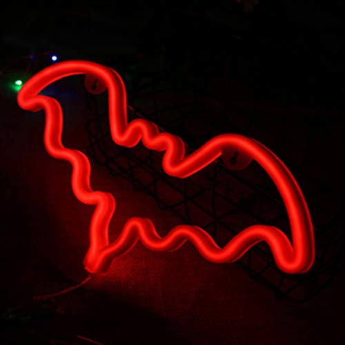 SOLUSTRE Fledermaus Geformte Leuchtreklamen Neonlicht LED Lichter Nachttisch Dekorative Lampe Halloween Kunst Wanddekoration