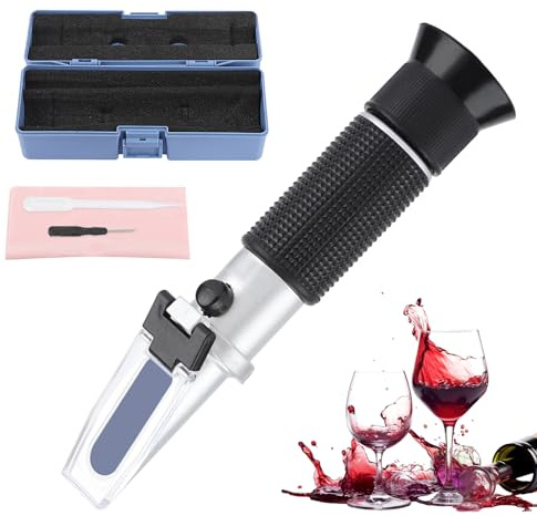 Professionelles Refraktometer, tragbares Brix Refractomete Getränke Tester Meter mit ATC, Dual-Skala - Spezifisches Gewicht & Brix, Aräometer für Bierbrauen Küche Utensilien