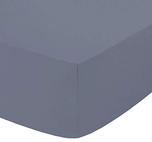 British Home Bedding Percale Extra Deep 16inch/40CM Fitted Sheet - Easycare Non iron and Anti Wrinkle Easy Iron Deep Fitted Sheet (Grey, Double)