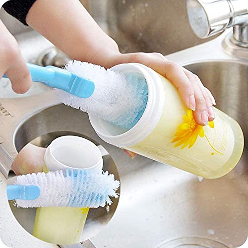 Long Handle Bottle Brush Cleaner Cups Scrubber Cleaning Washing Brushes for Glassware, Cups and Mugs - Color Blue 1 PCS