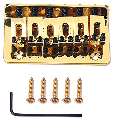 Alnicov 73mm Metal Fijo Hardtail Saddle Bridge Top Load Guitar Tailpiece para 6 Cuerdas Guitarra Eléctrica Oro