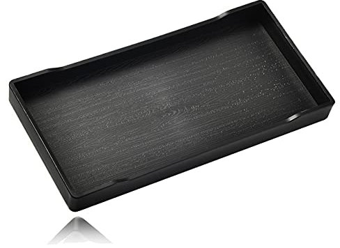 VCREATC Serving Tray Rectangle Shape, Serving Drinks, Coffee, Wine, Bar, Party or Display Use (8.1 x 4.5 x 0.8 inch)- Black,Only Tray.