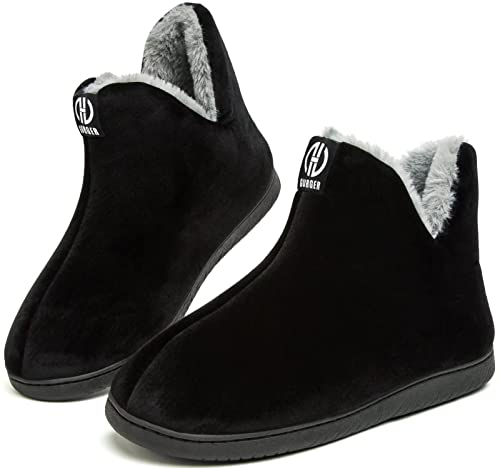 GURGER Pantofole Stivaletto Donna Invernali Chiuse Peluche Calde Ciabatte Alte Uomo Pantofole da Casa Collo Nero 36 37