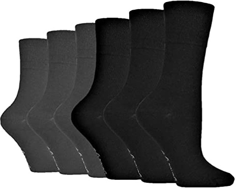 SOCK SHOP GENTLE GRIP 6 Pairs of Ladies Socks, Size UK 4-8 (Black/Charcoal)