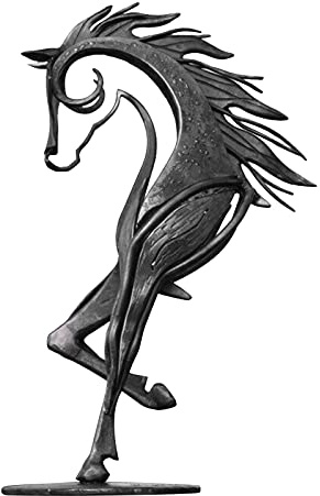 ProsperveilUK Pferd Figur Deko,Küssendes Pferd,Gartendeko Figuren Metall,Skulptur Deko Pferd,Statue Deko 20 cm (Freies Pferd)