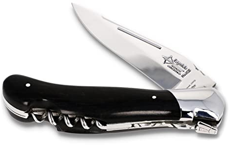 Laguiole Arbalete G. David Taschenmesser Jagdmesser mit Korkenzieher - 12 cm Griff Ebenholz Klinge 10 Stahl glänzend, Schwarz