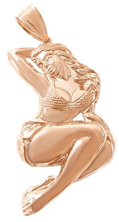Solid 14 ct Gold Rose Gold Bikini Pin Up Pendant Necklace Necklace (Available Chain Length 16- 18- 20- 22) 18