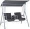 Outsunny Balancelle de Jardin 2 Places avec auvent inclinable Tablette Centrale 2 Porte-gobelets pour terrasse 175L x 112l x 158H cm Balcon Gris