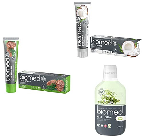 Biomed Gum Health Toothpaste with Well Gum Mouthwash with Superwhite Toothpaste