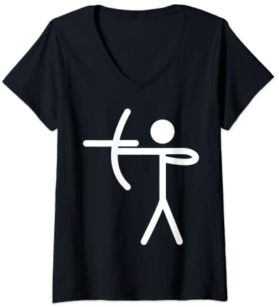 Damen Bogenschießen Bogensport T-Shirt mit V-Ausschnitt