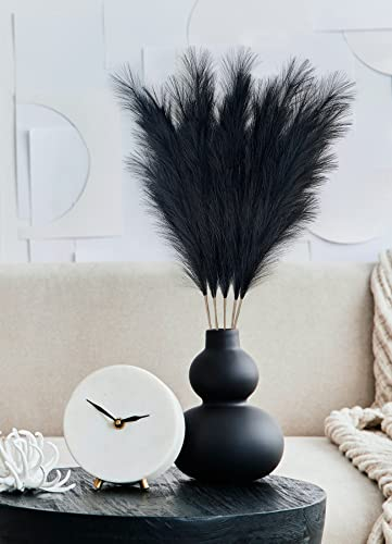 OUKEELAR Künstliche Groß Pampasgras Schwarz 100cm Lang 5er Set Boho Natürliche XXL Flauschige Pflanze Deko in Vase für Schlafzimmer und Wohnzimmer